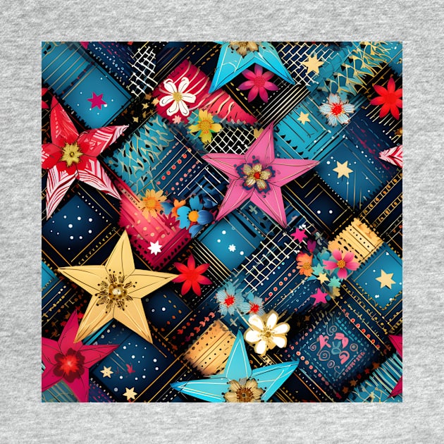 Patchwork Flowers and Stars by Mistywisp